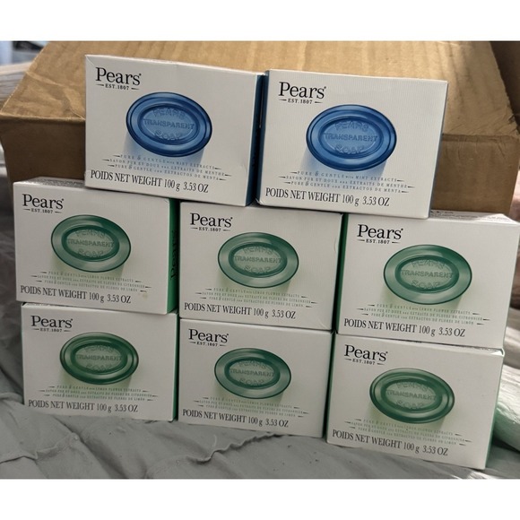 8 Pack Pears Pure & Gentle Transparent Soap 3.53 oz/100 g Bar Soap BLUE & GREEN - Picture 2 of 7